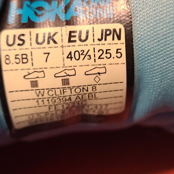 Hoka One One Clifton 8 Women's Aqua Blue/Red/White Shoes Size 8.5 B - Picture 6 of 9